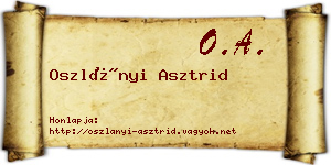 Oszlányi Asztrid névjegykártya